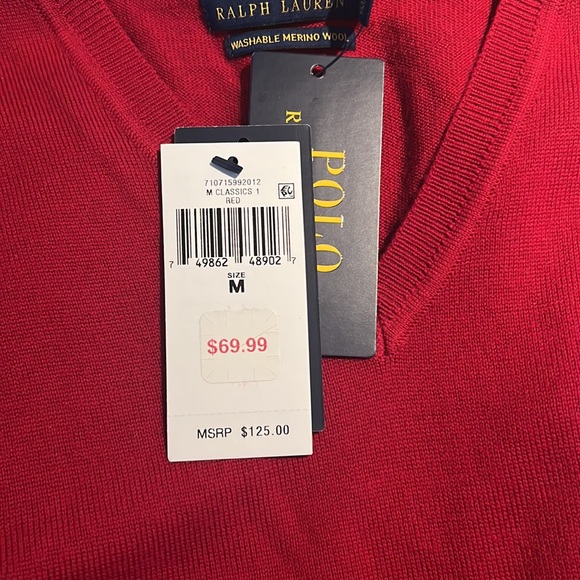 Ralph Lauren Collection - Wool Red V-neck Sweater - Picture 6 of 6